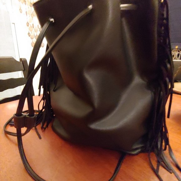 Victoria Secret black backpack purse with fringe - Picture 6 of 11